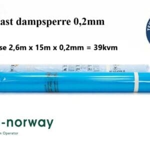 Kullaplast dampsperre 2,6m x 15m x 0,2mm - 39 kvm