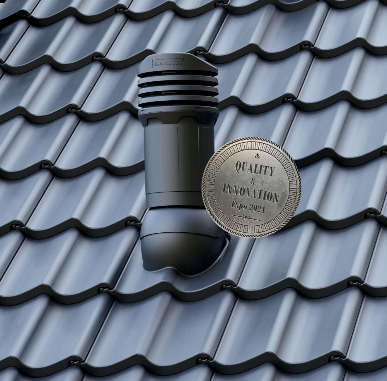 Isolert takventil FLUXAR Ø125mm for takstein - SORT - Bilde 2