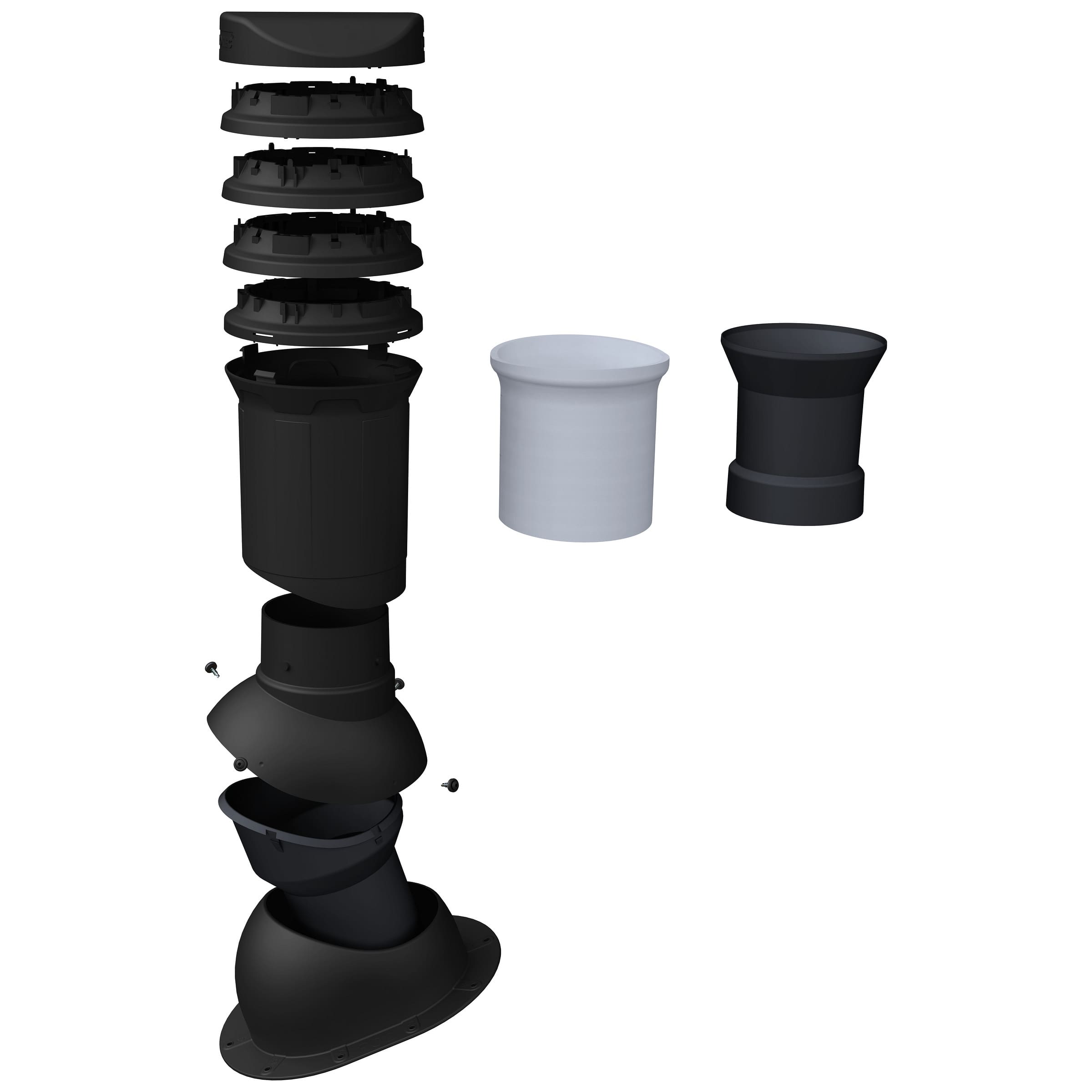 Isolert takventil FLUXAR Ø125mm for takstein - SORT - Bilde 5